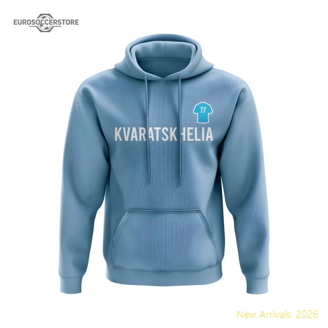 Khvicha Kvaratskhelia Napoli Number Hoody (Sky)-Football Shirts Shop