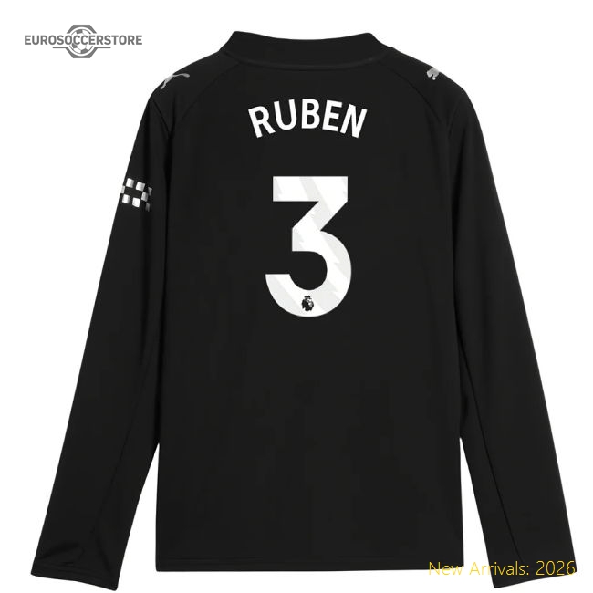 2025-2026 Man City Long Sleeve Away Shirt (Kids) (Ruben 3)-Football Shirts Shop