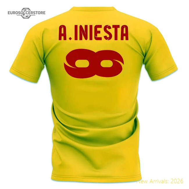 Andres Iniesta Trophy Count T-Shirt (Yellow)-Football Shirts Shop