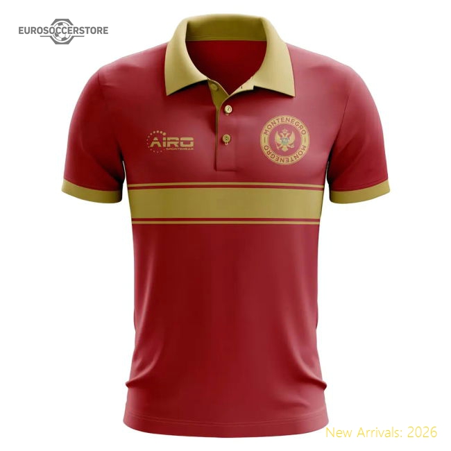 Montenegro Concept Stripe Polo Shirt (Red)-Football Shirts Shop