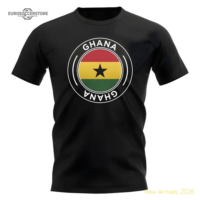 Ghana Football Badge T-Shirt (Black)-Football Shirts Shop