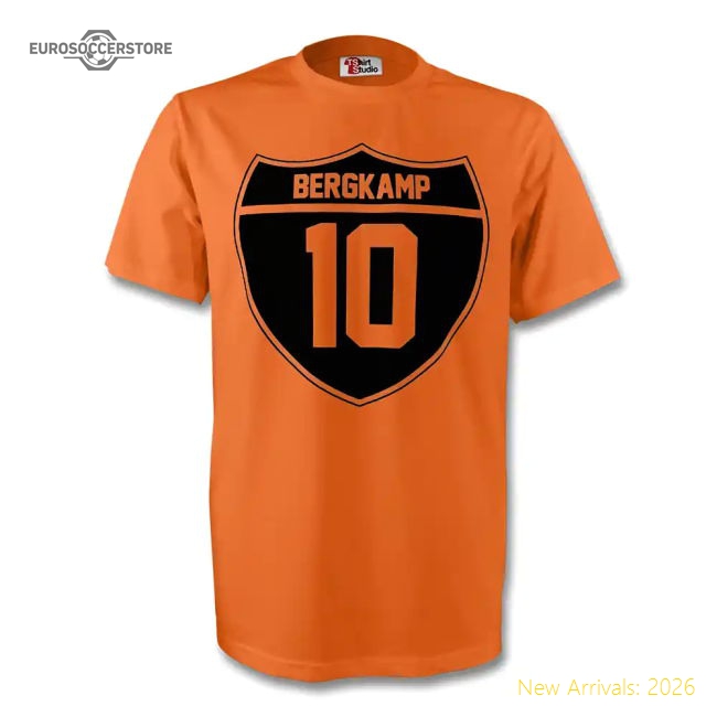 Dennis Bergkamp Holland Crest Tee (orange)-Football Shirts Shop