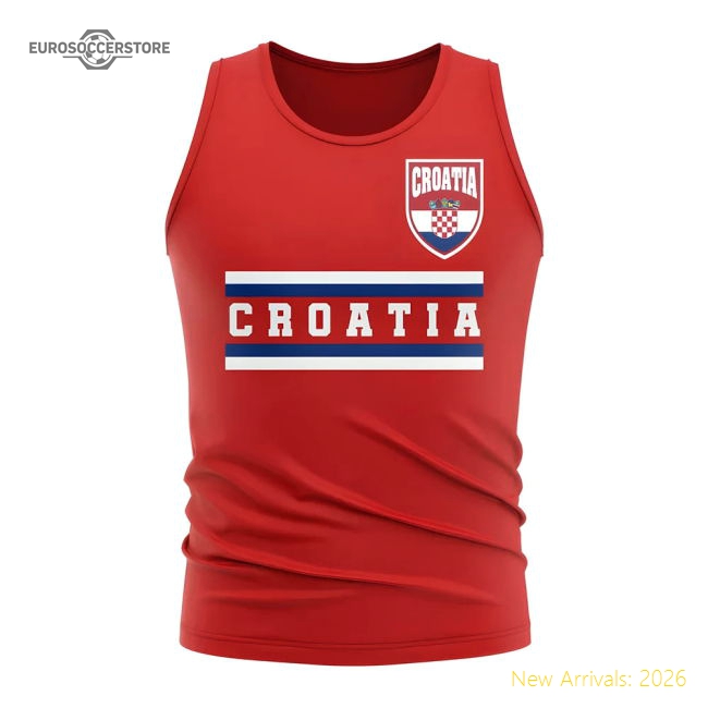 Croatia Core Football Country Sleeveless Tee (Red)-Football Shirts Shop