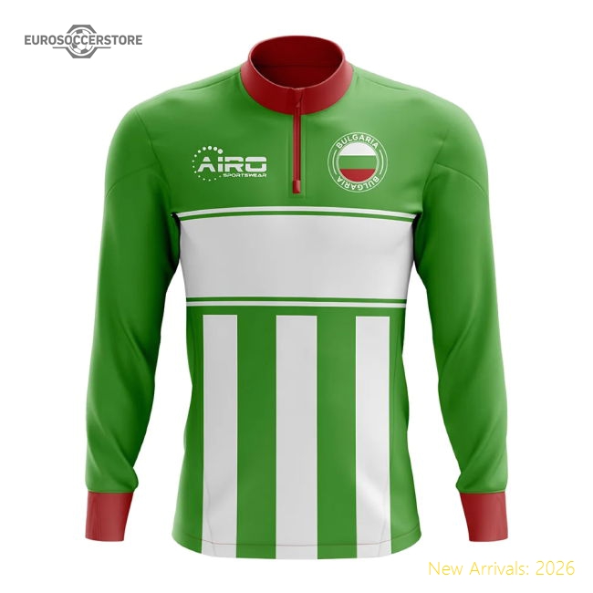 Bulgaria Concept Football Half Zip Midlayer Top (Green-White)-Football Shirts Shop
