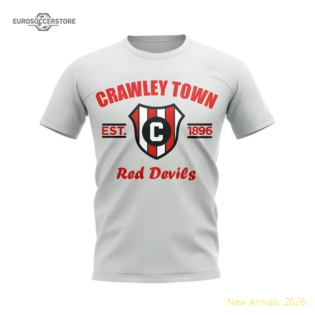 Crawley Town Established Football T-Shirt (White)-Football Shirts Shop