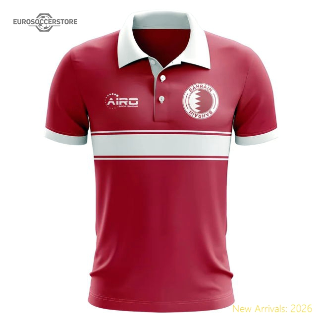 Bahrain Concept Stripe Polo Shirt (Red)-Football Shirts Shop