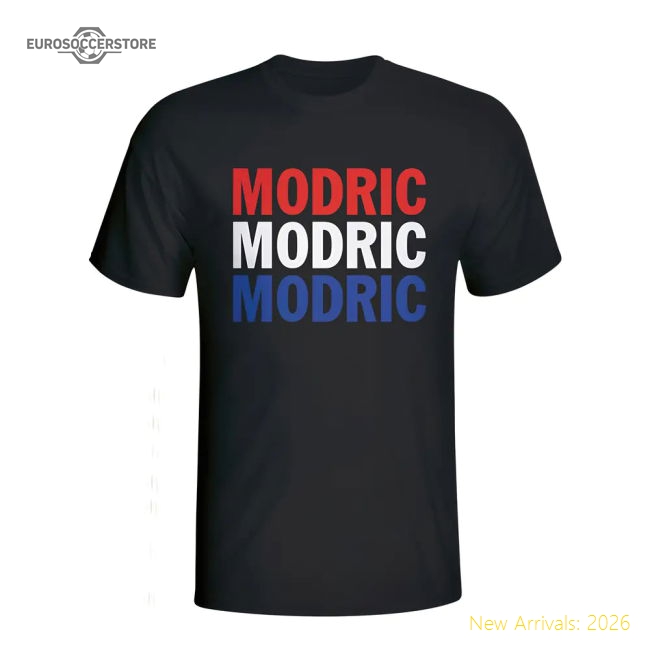 Luka Modric Croatia Player Flag T-shirt (black)-Football Shirts Shop