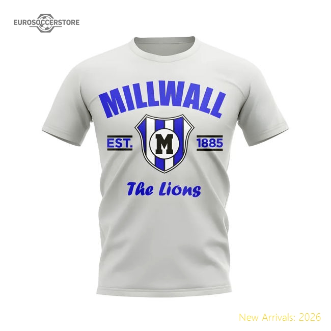Millwall Established Football T-Shirt (White)-Football Shirts Shop