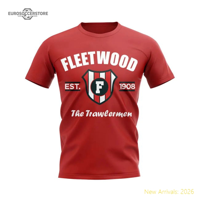 Fleetwood Established Football T-Shirt (Red)-Football Shirts Shop