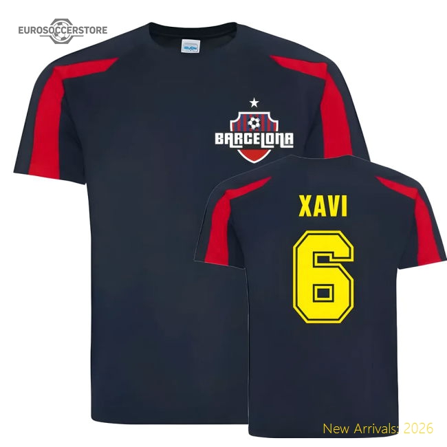 Xavi Barcelona Sports Training Jersey (Navy)-Football Shirts Shop