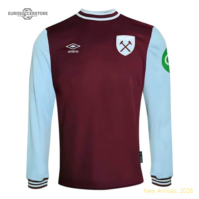 2024-2025 West Ham Long Sleeve Home Shirt (Kids)-Football Shirts Shop