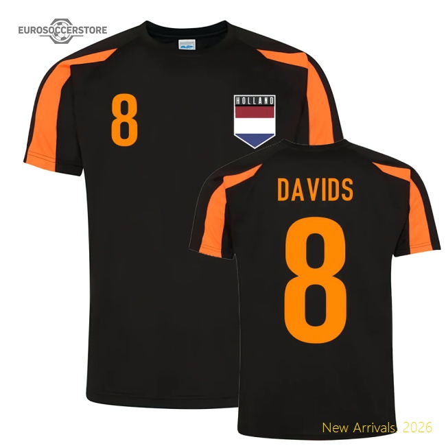 Edgar Davids Holland Sports Training Jersey (Black-Orange)-Football Shirts Shop