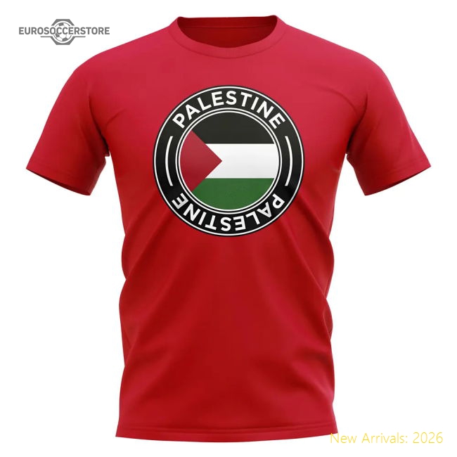 Palestine Football Badge T-Shirt (Red)-Football Shirts Shop