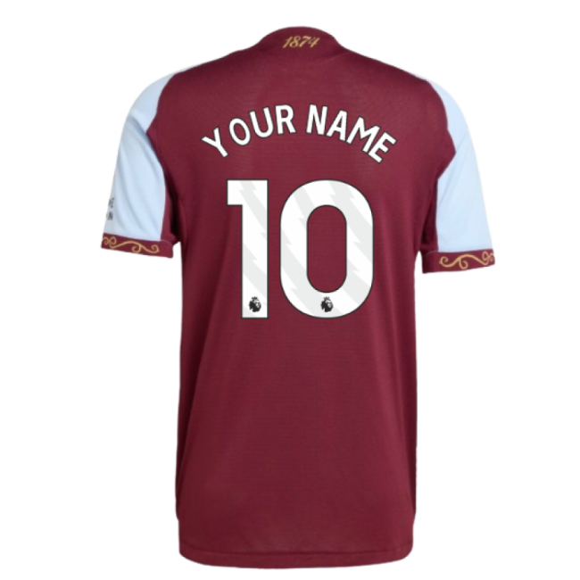 2025-2026 Aston Villa Authentic Home Shirt (Your Name)-Football Shirts Shop