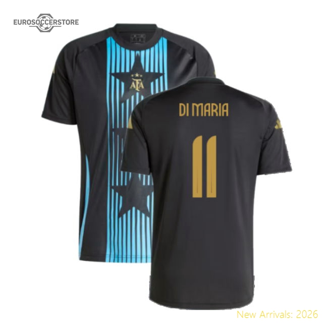 2024-2025 Argentina Pre-Match Shirt (Black) (DI MARIA 11)-Football Shirts Shop