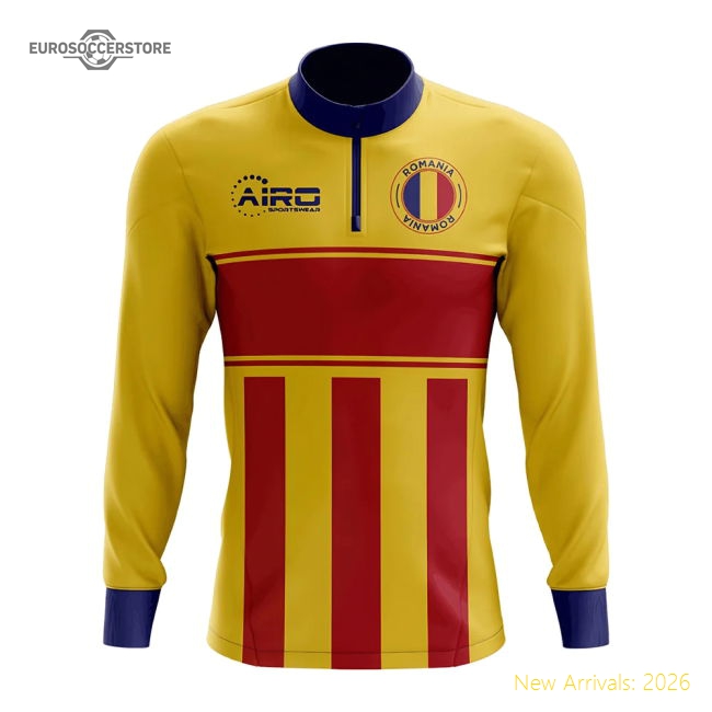 Romania Concept Football Half Zip Midlayer Top (Yellow-Red)-Football Shirts Shop