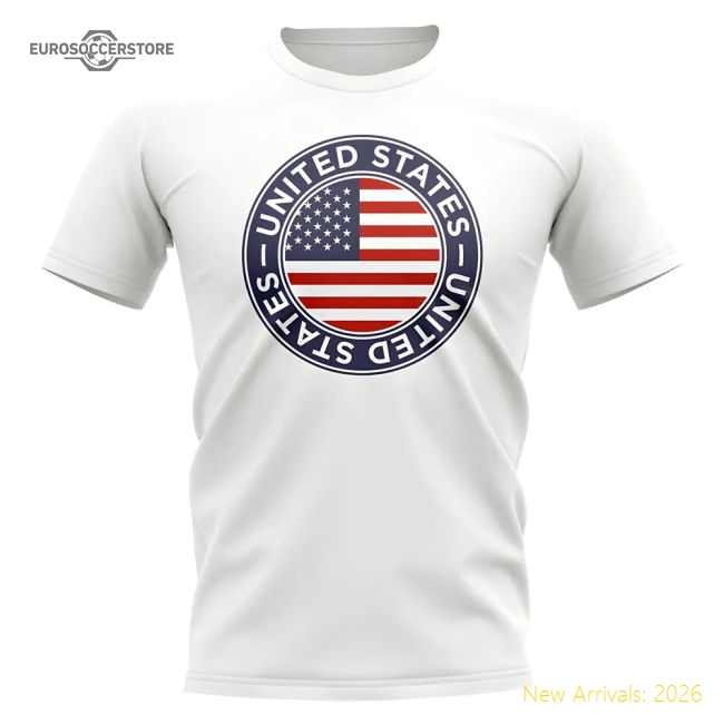 USA Football Badge T-Shirt (White)-Football Shirts Shop