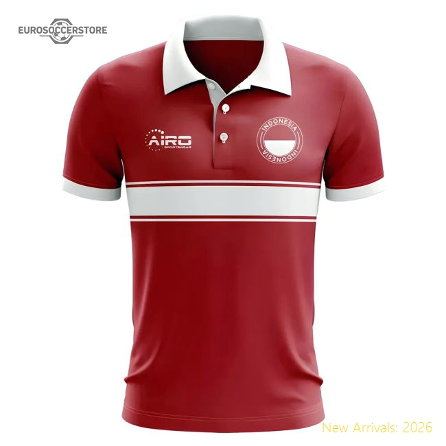 Indonesia Concept Stripe Polo Shirt (Red)-Football Shirts Shop