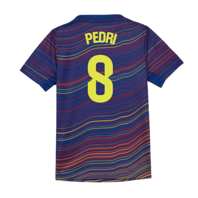 2025-2026 Barcelona Academy Pro Pre Match Shirt (Blue) - Kids (Pedri 8)-Football Shirts Shop