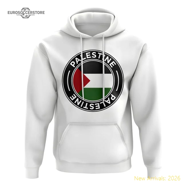 Palestine Football Badge Hoodie (White)-Football Shirts Shop