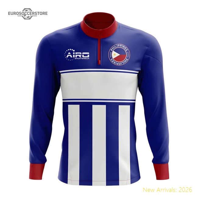 Philippines Concept Football Half Zip Midlayer Top (Blue-White)-Football Shirts Shop