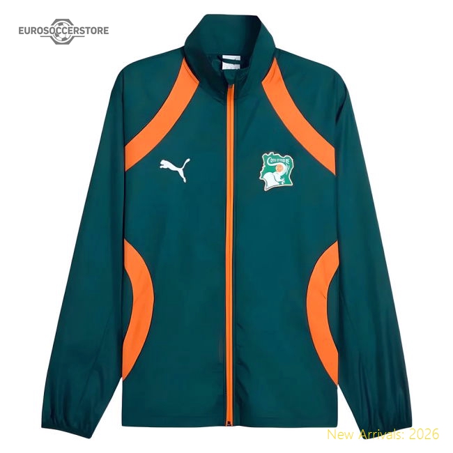 2024-2025 Ivory Coast Prematch Woven Jacket (Dark Myrtle)-Football Shirts Shop