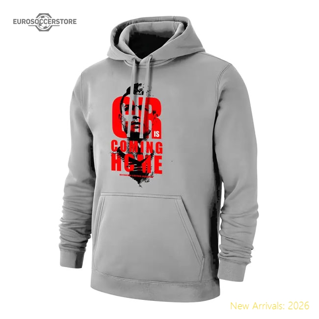 Ronaldo CR is COMING HOME footer with hood, grey-Football Shirts Shop