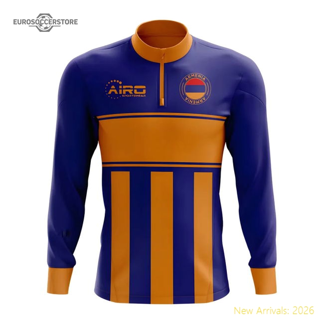 Armenia Concept Football Half Zip Midlayer Top (Blue-Orange)-Football Shirts Shop