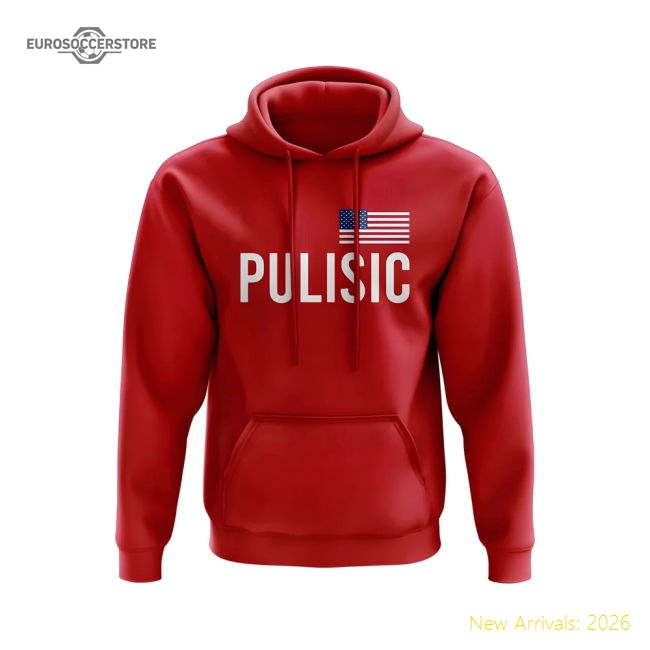 Christian Pulisic USA Name Hoody (Red)-Football Shirts Shop