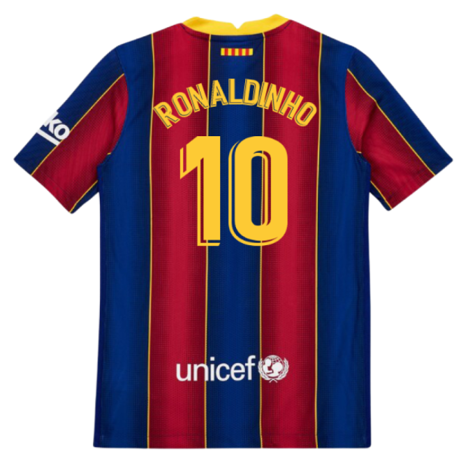2020-2021 Barcelona Vapor Match Home Shirt (Kids) (RONALDINHO 10)-Football Shirts Shop