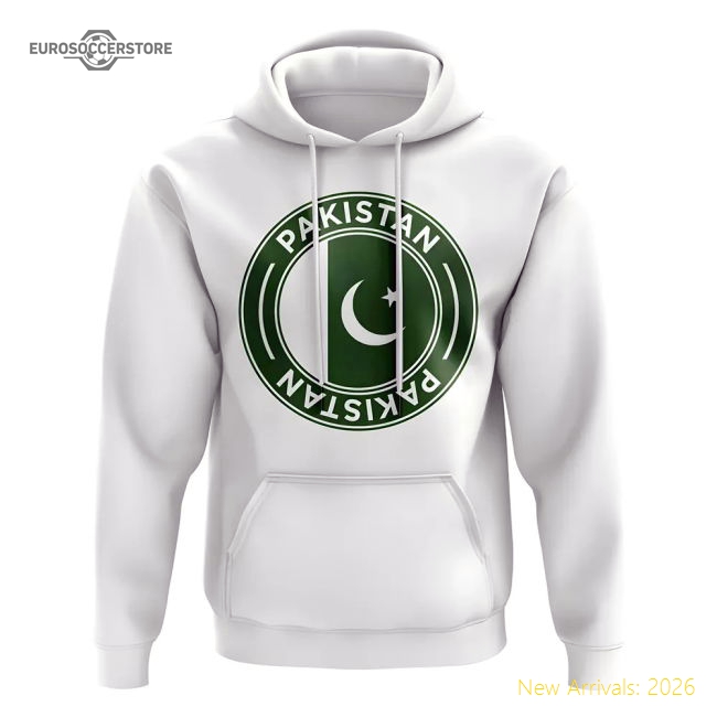 Pakistan Football Badge Hoodie (White)-Football Shirts Shop