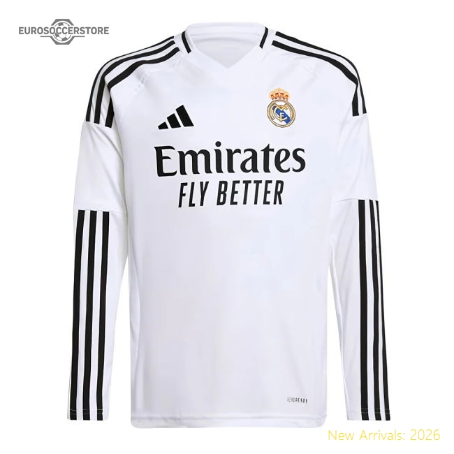 2024-2025 Real Madrid Long Sleeve Home Shirt (Kids) (Mbappe 9)-Football Shirts Shop