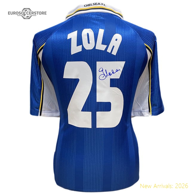 Chelsea FC 1998 UEFA Cup Winners' Cup Final Zola Signed Shirt-Football Shirts Shop