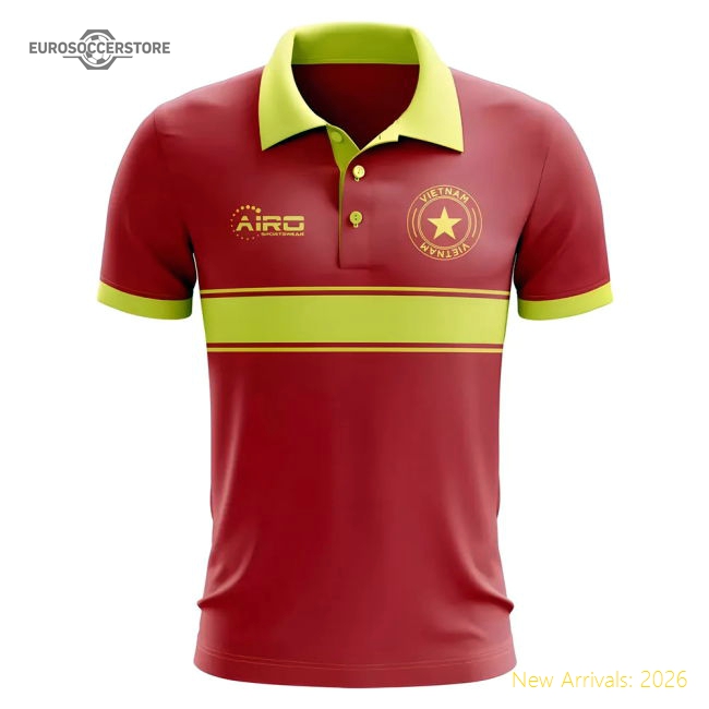 Vietnam Concept Stripe Polo Shirt (Red)-Football Shirts Shop