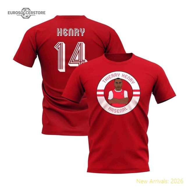Thierry Henry Illustration T-Shirt (Red)-Football Shirts Shop