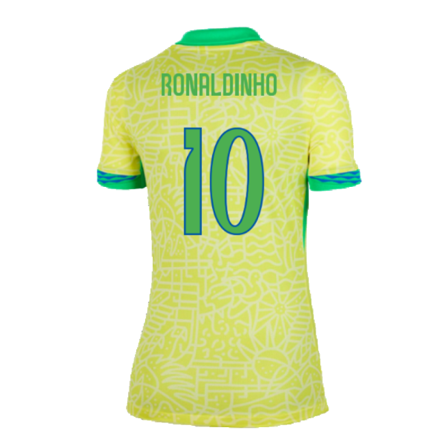 2024-2025 Brazil Home Shirt (Womens) (Ronaldinho 10)-Football Shirts Shop