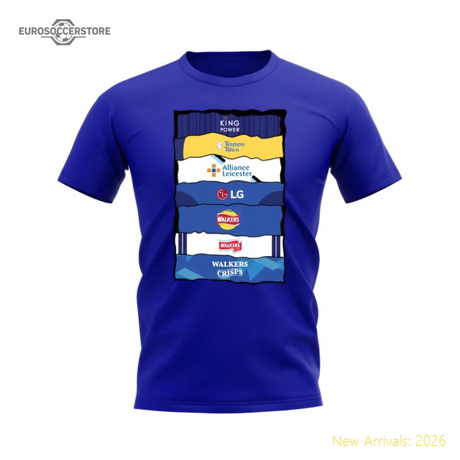 Leicester Sponsor History T-shirt (Royal Blue)-Football Shirts Shop