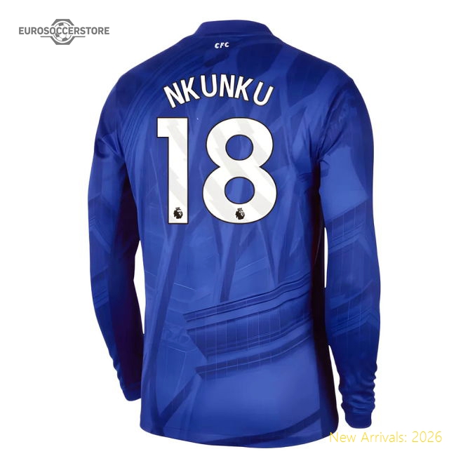 2025-2026 Chelsea Home Long Sleeve Shirt (Nkunku 18)-Football Shirts Shop