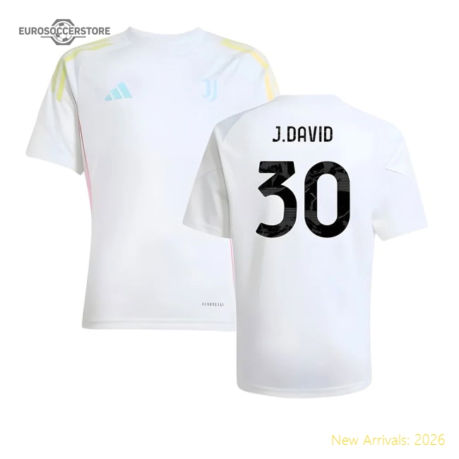 2025-2026 Juventus Training Shirt (White) - Kids (J.David 30)-Football Shirts Shop