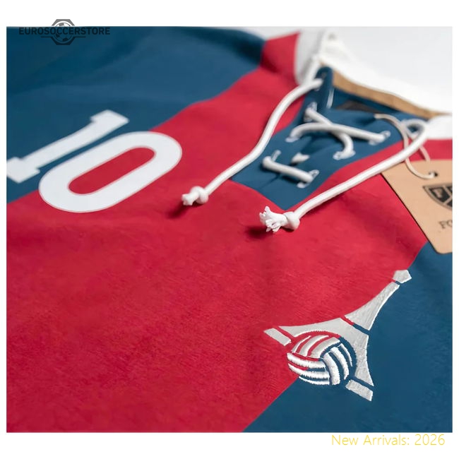 Paris Retro Football Shirt with Laces La Tour-Football Shirts Shop