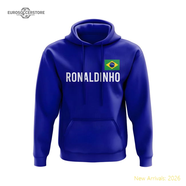 Ronaldinho Brazil Name Hoody (Blue)-Football Shirts Shop