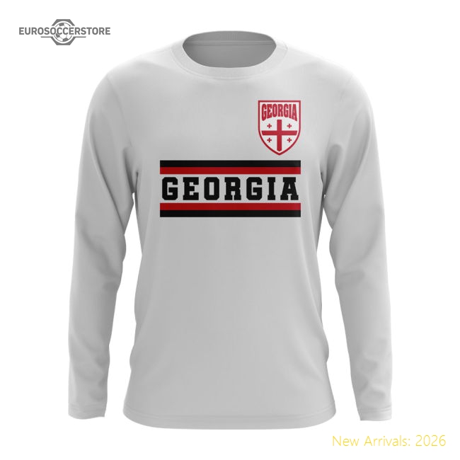 Georgia Core Football Country Long Sleeve T-Shirt (White)-Football Shirts Shop