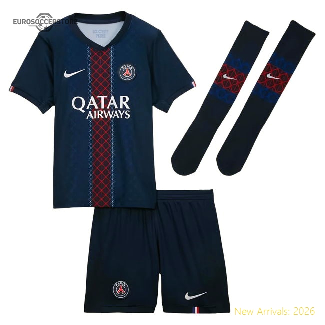 2025-2026 PSG Home Little Kids Mini Kit (Barcola 29)-Football Shirts Shop