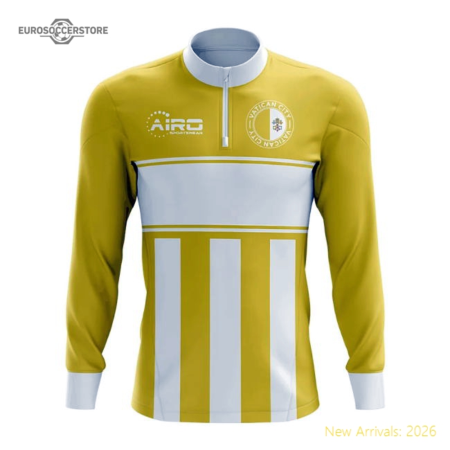 Vatican City Concept Football Half Zip Midlayer Top (Yellow-White)-Football Shirts Shop