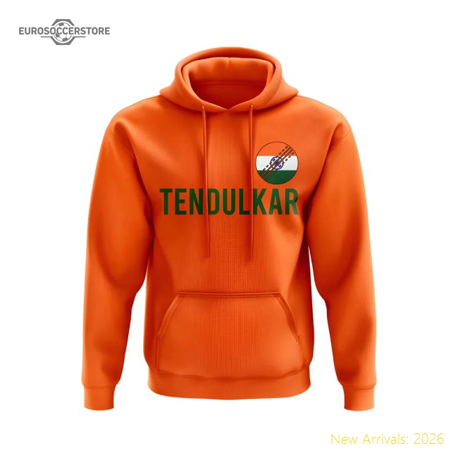 Sachin Tendulkar India Name Hoody (Orange)-Football Shirts Shop
