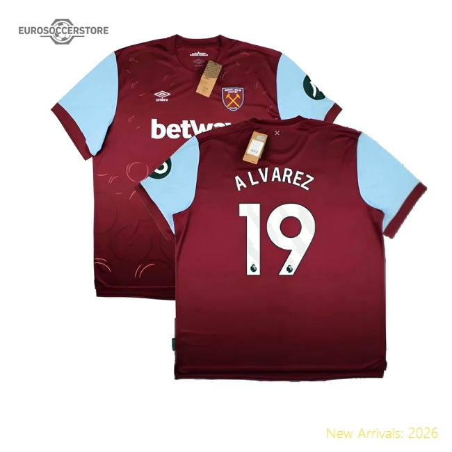 2023-2024 West Ham United Home Shirt (ALVAREZ 19)-Football Shirts Shop