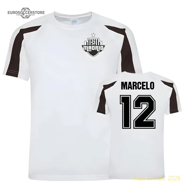 Marcelo Real Madrid Sports Training Jersey (White/Black)-Football Shirts Shop