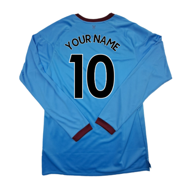 2020-2021 West Ham Long Sleeve Away Shirt (Your Name)-Football Shirts Shop