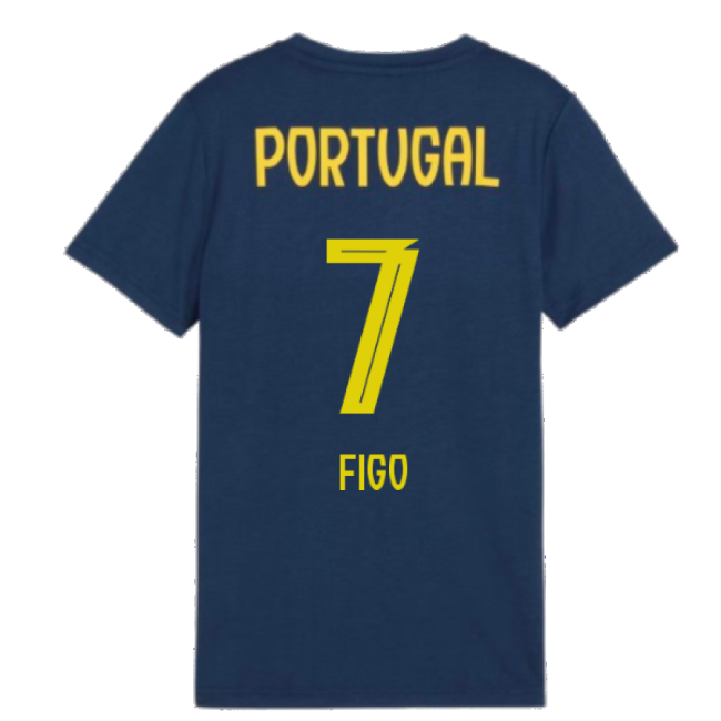 2025-2026 Portugal Casuals Tee (Persian Blue) - Kids (Figo 7)-Football Shirts Shop