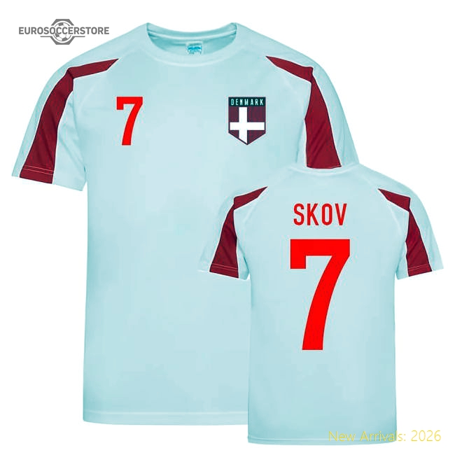 Robert Skov Denmark Sports Training Jersey (White-Red)-Football Shirts Shop